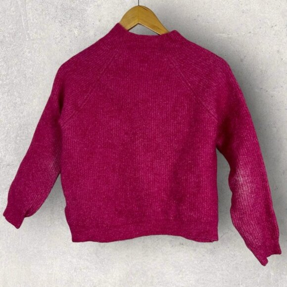 Sezane Trudy Ribbed Knit Sweater Pink Size Medium French Buttons Mohair Wool M - Picture 14 of 14